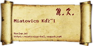Miatovics Kál névjegykártya